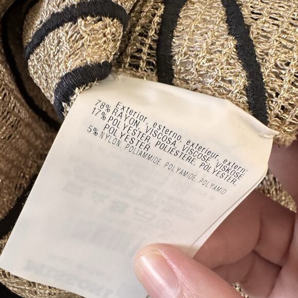 MISSONI Metallic Knit Sleeveless Mini Dress 40 US 4 Gold Graphic Fish Italy RARE - Picture 13 of 14